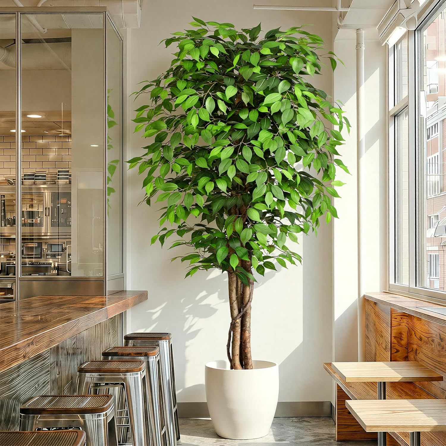 本物そっくりの人工フィカスツリー、自然な幹と豊かな葉が特徴、 - Dracaena Marginata のレビューと価格