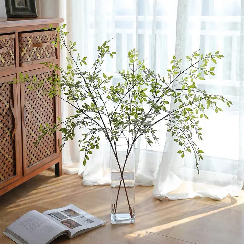 人工のシングルブランチ3つの人工グリーン植物、模擬フォルシシ - Dracaena Marginata のレビューと価格